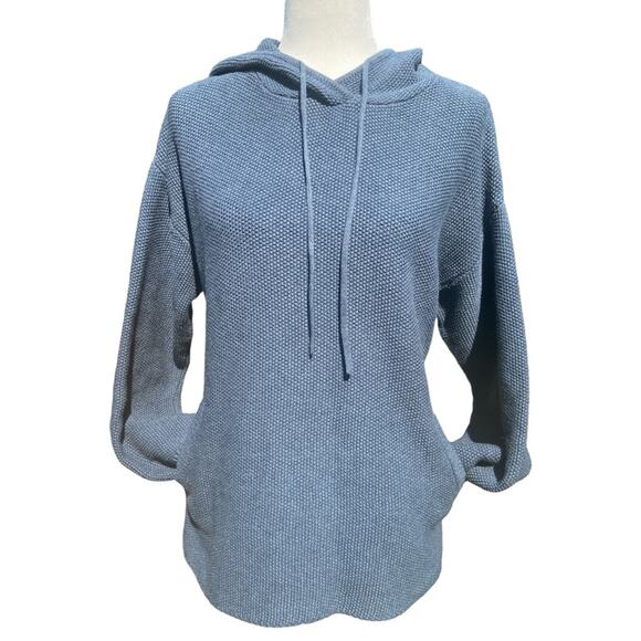 Wrap London Knitted Organic Cotton Pullover Hoodie Blue‎ 8 - Picture 1 of 7